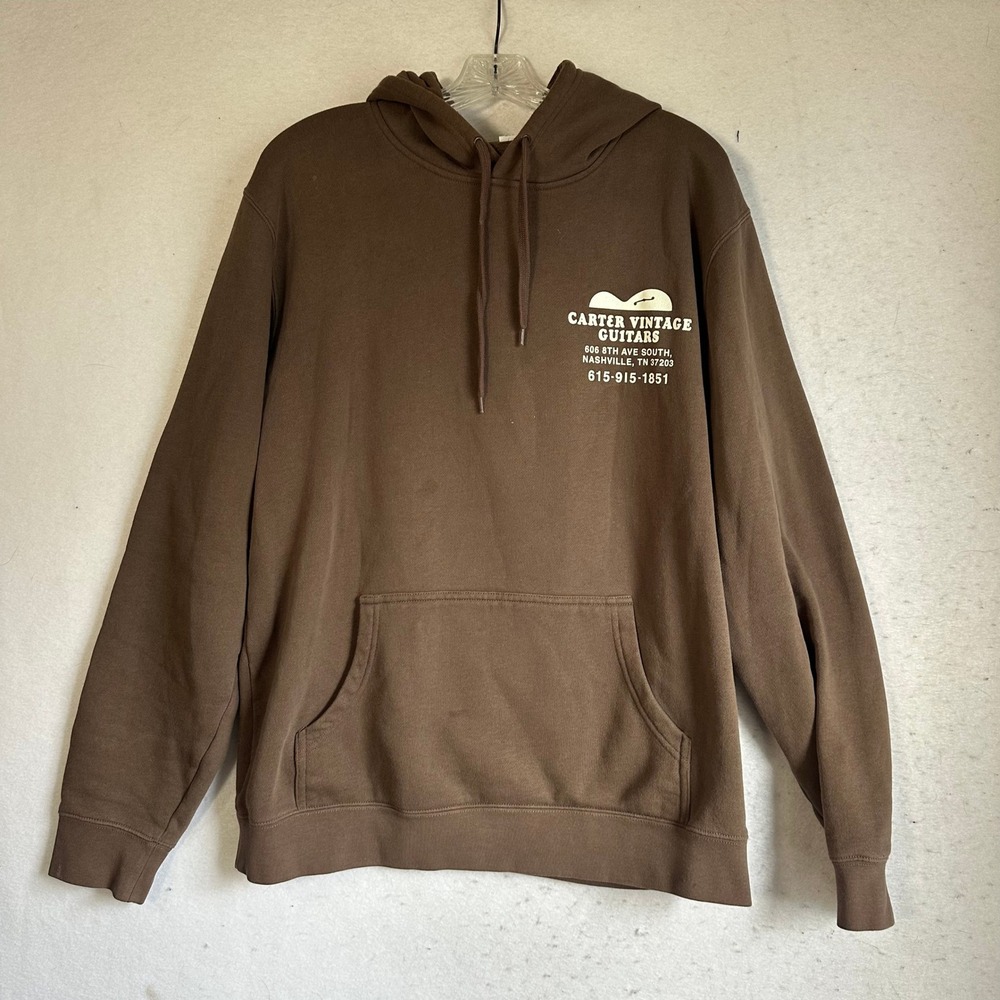 Carter Vintage Guitars Nashville Hoodie Brown AS Colour Stencil Mens Large L
